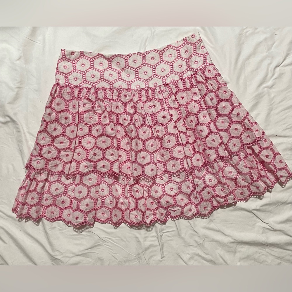 Milly of New York Pink Eyelet Lace Skirt